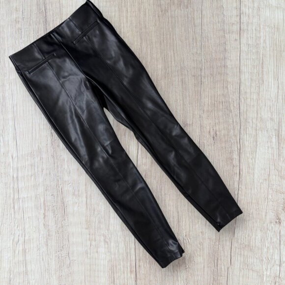 ZARA Faux Leather Stretch Legging Side Zip Flat Front Pants Women's Size M - Picture 1 of 7